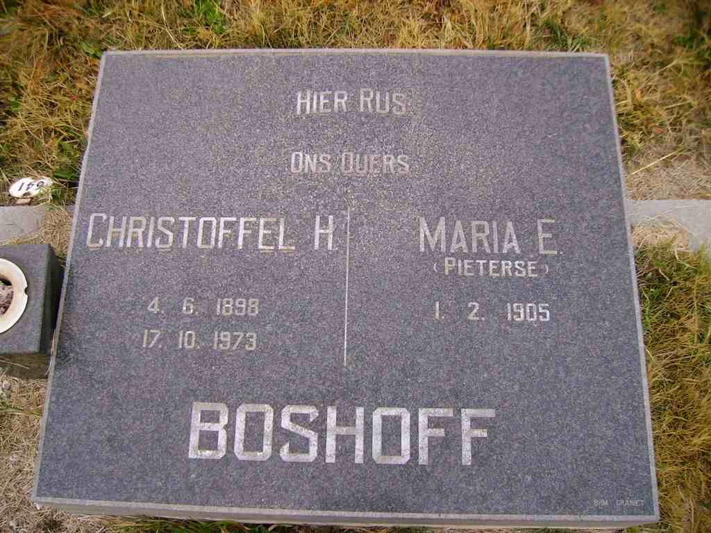 BOSHOFF Christoffel H. 1898-1973 &amp; Maria E. PIETERSE 1905-