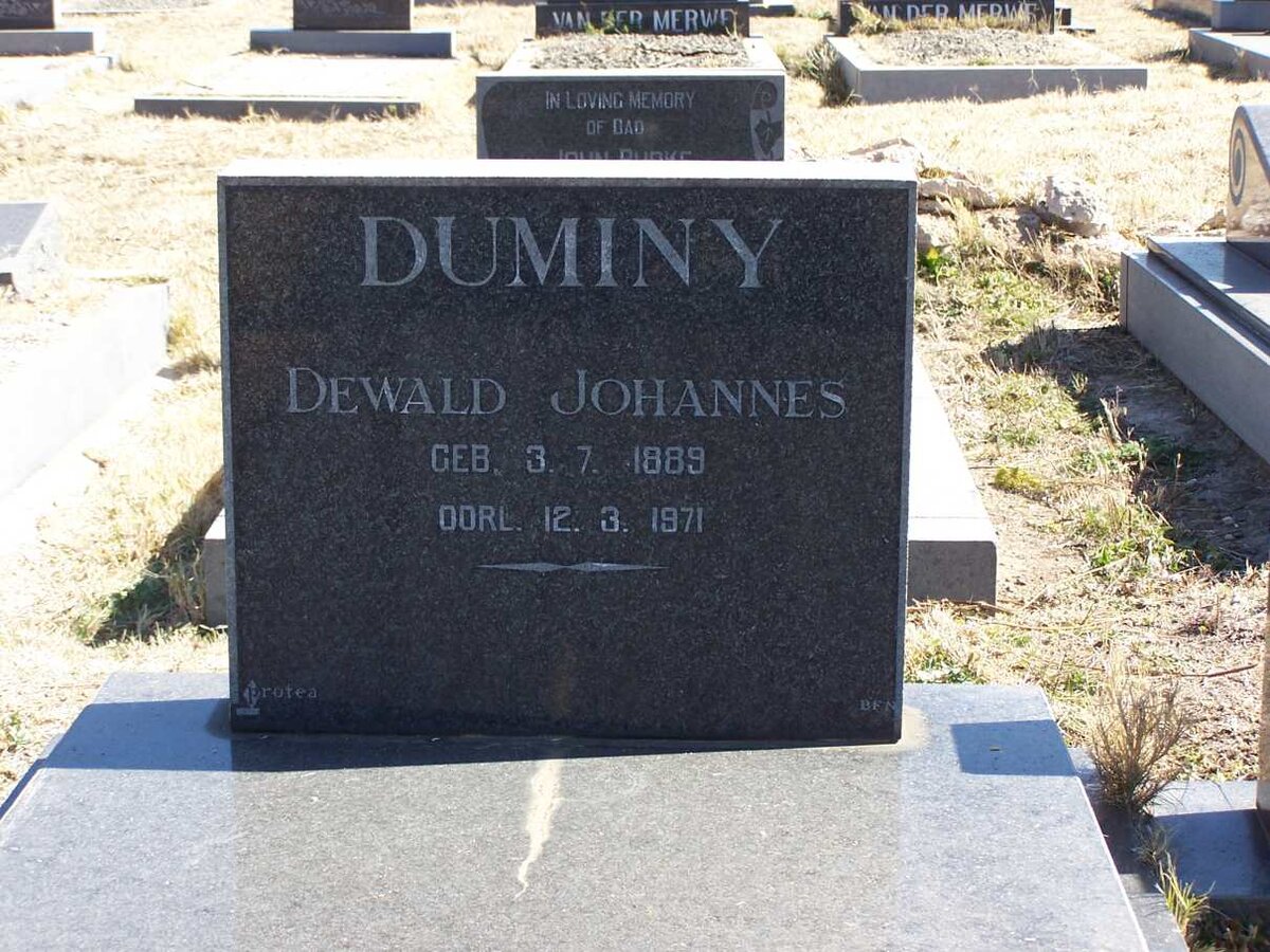 DUMINY Dewald Johannes 1889-1971