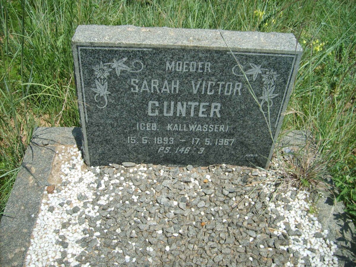 GUNTER Sarah Victor nee KALLWASSER 1893-1967