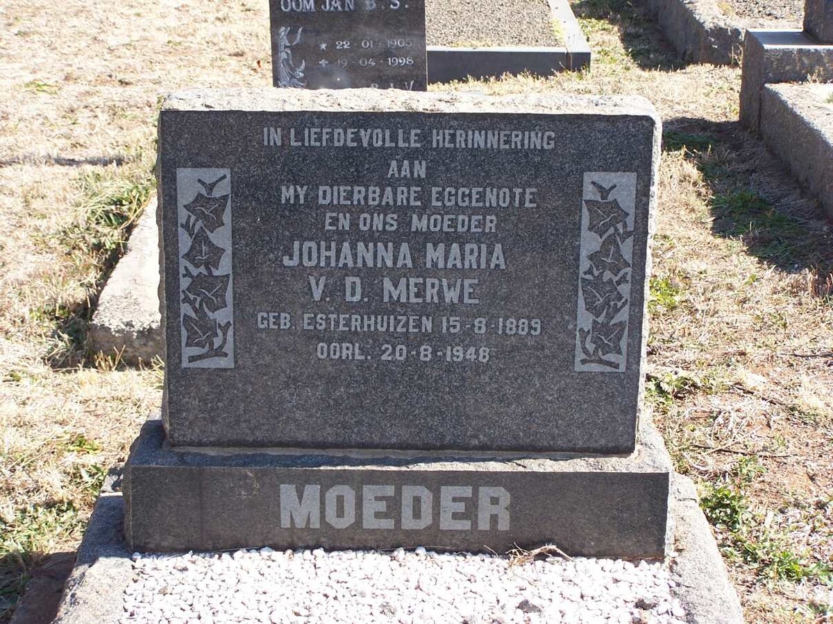 MERWE Johanna Maria, van der nee ESTERHUIZEN 1889-1948