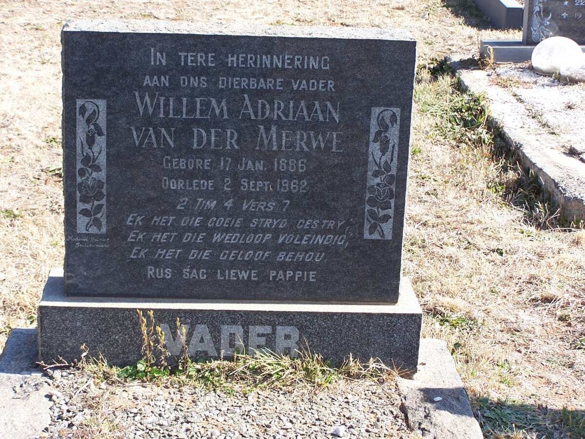 MERWE Willem Adriaan, van der 1886-1962