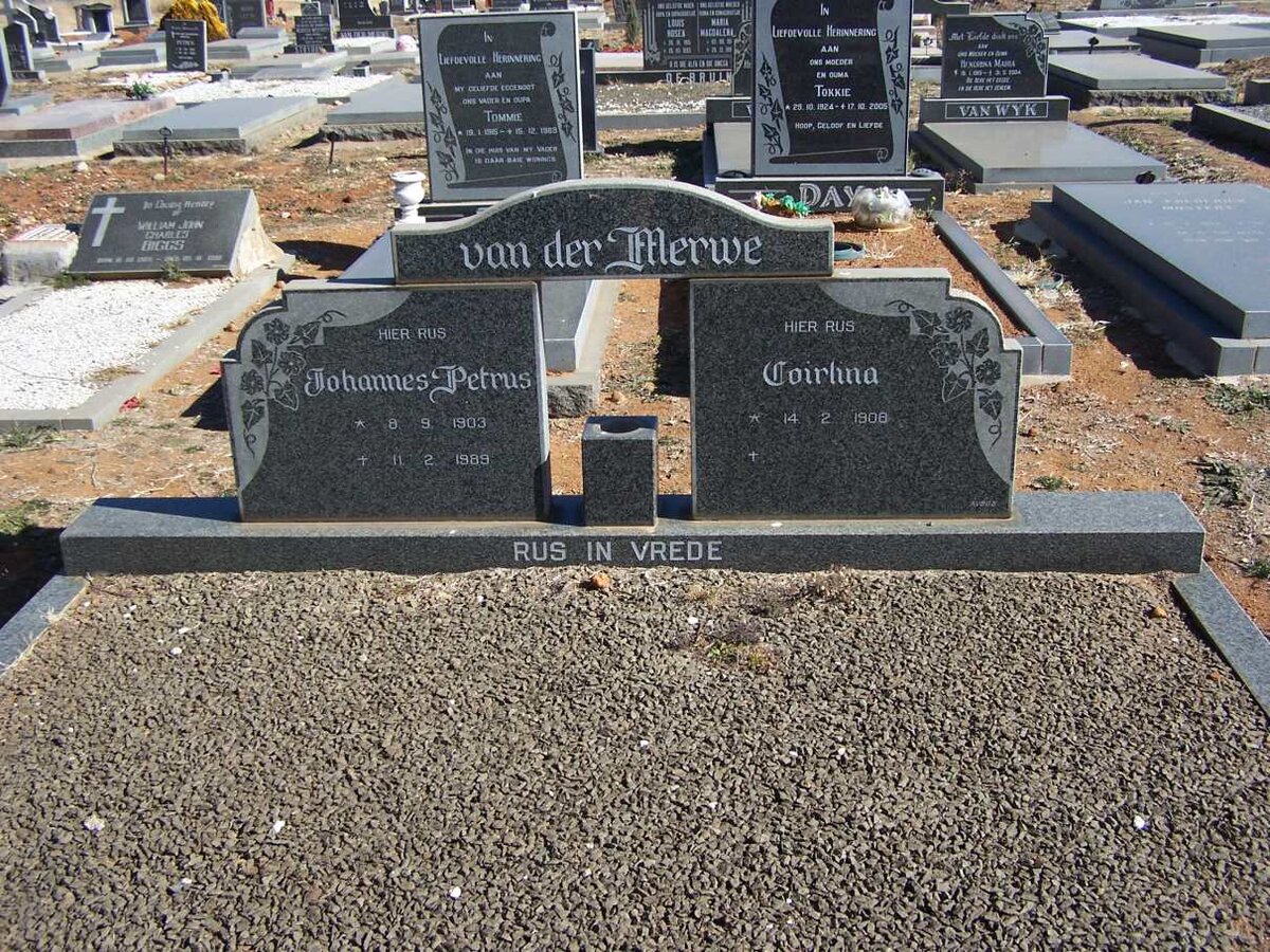 MERWE Johannes Petrus, van der 1903-1989 &amp; Coirlina 1908-