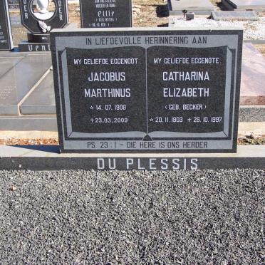 PLESSIS Jacobus Marthinus, du 1908-2009 &amp; Catharina Elizabeth BECKER 1903-1997