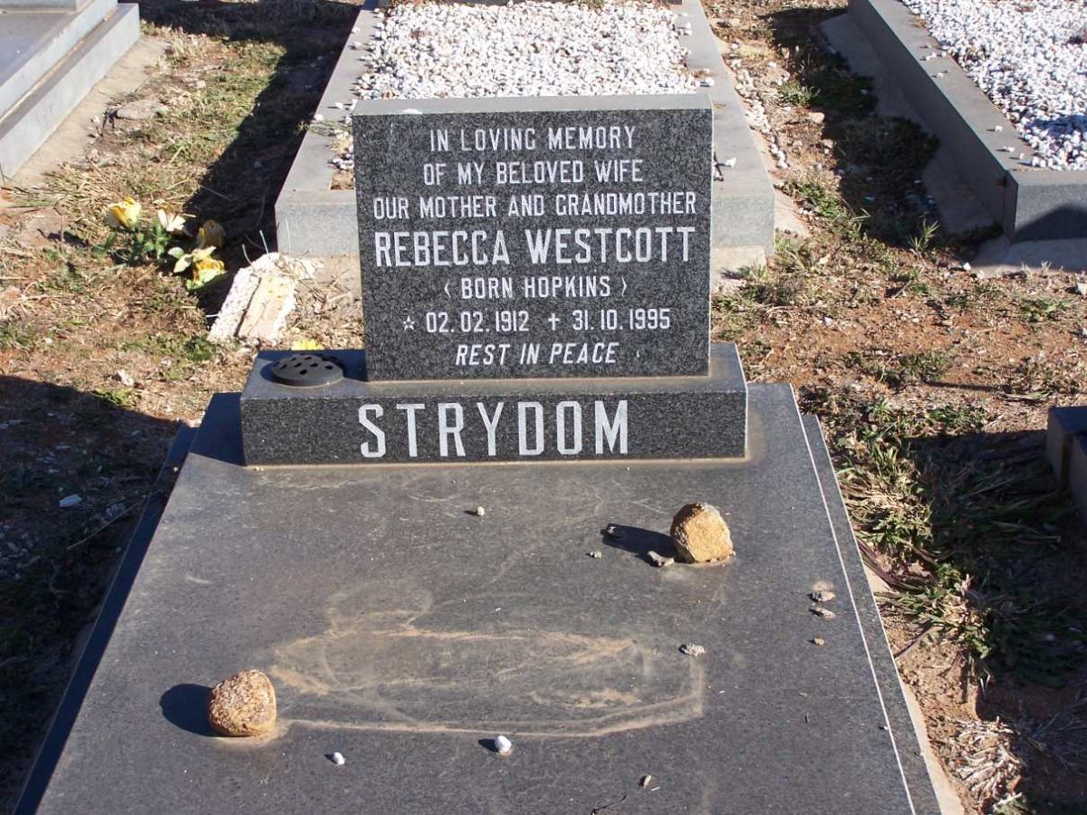 STRYDOM Rececca Westcott  nee HOPKINS 1912-1995