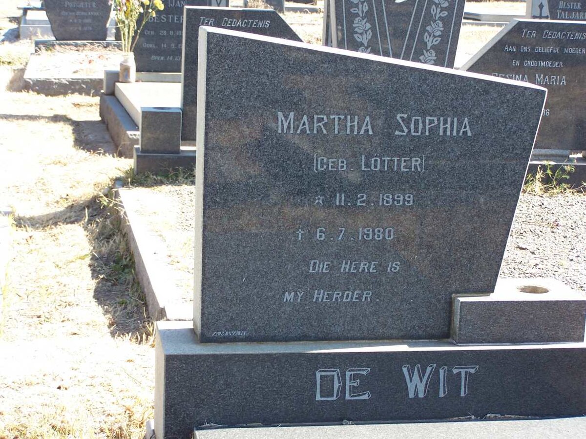 WIT Martha Sophia, de nee LOTTER 1899-1980