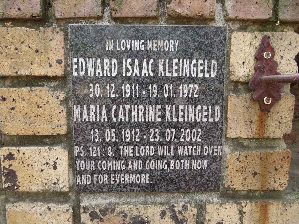 KLEINGELD Edward Isaac 1911-1972 & Maria Cathrine 1912-2002
