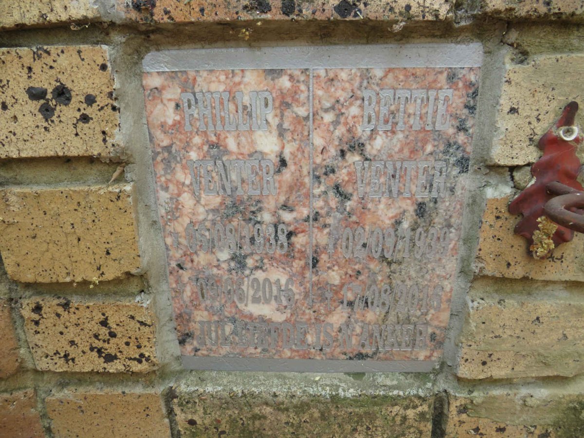 VENTER Phillip 1938-2016 & Bettie 1939-2016