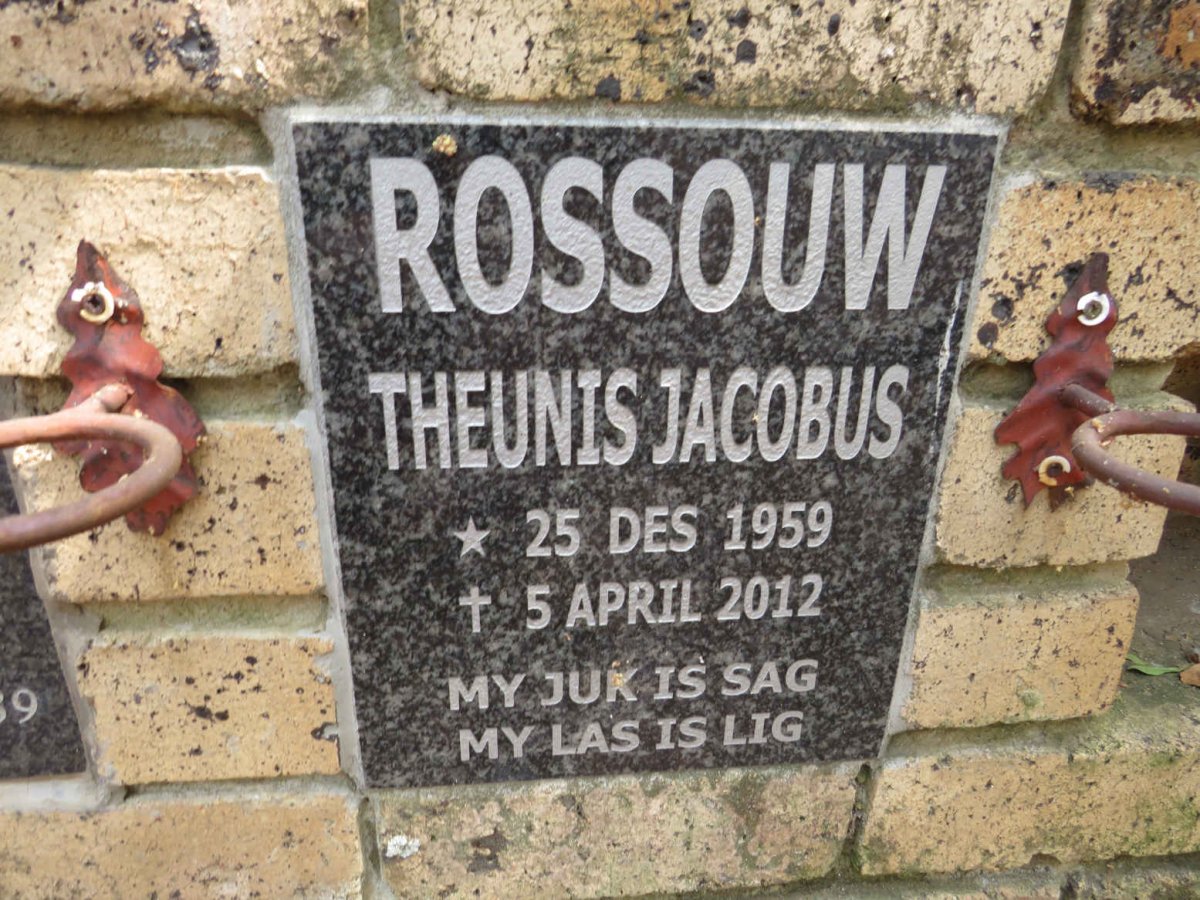 ROSSOUW Theunis Jacobus 1959-2012