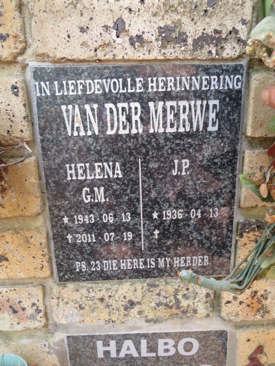 MERWE J.P., van der 1936- & Helena G.M. 1943-2011