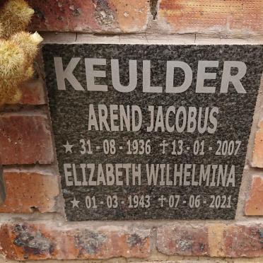 KEULDER Arend Jacobus 1936-2007 & Elizabeth Wilhelmina 1943-2021