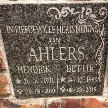 AHLERS Hendrik 1931-2010 & Bettie 1942-2015