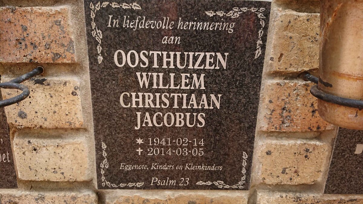 OOSTHUIZEN Willem Christiaan Jacobus 1941-2014