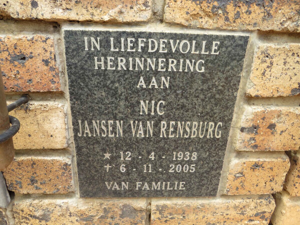 RENSBURG Nic, Jansen van 1938-2005
