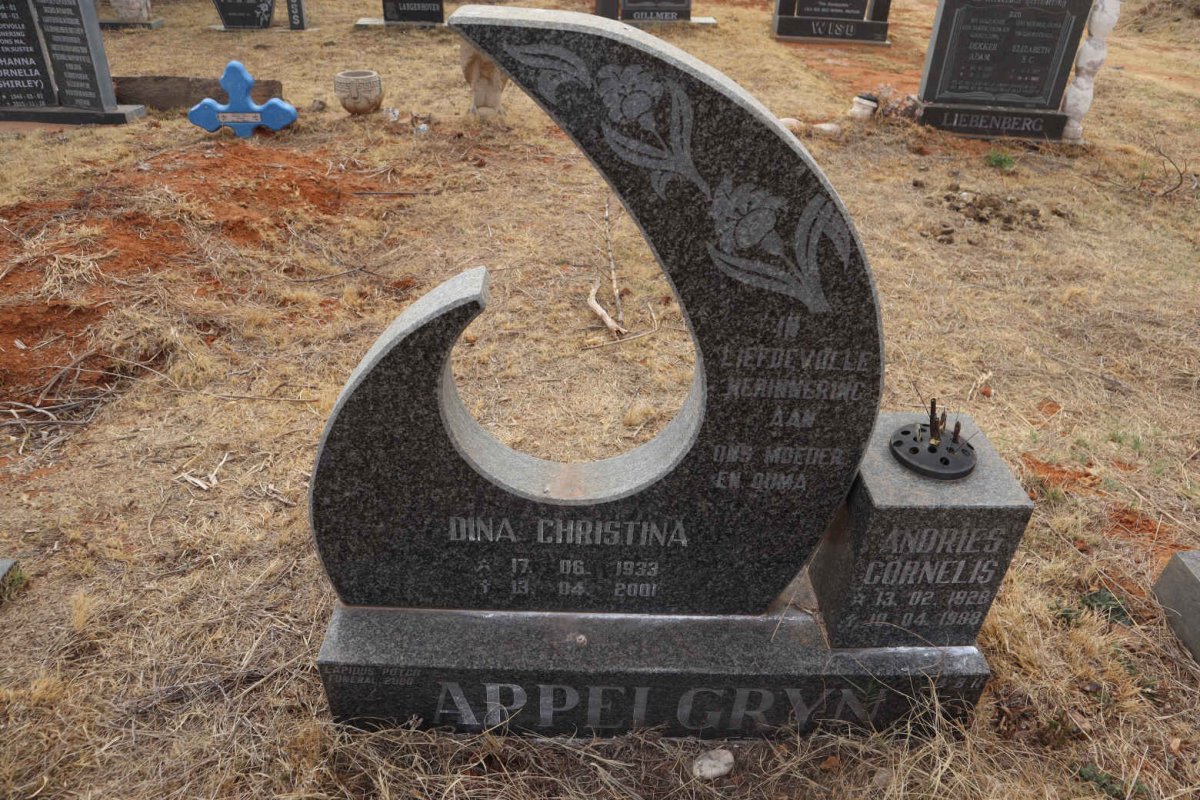 APPELGRYN Andries Cornelis 1928-1988 & Dina Christina 1933-2001