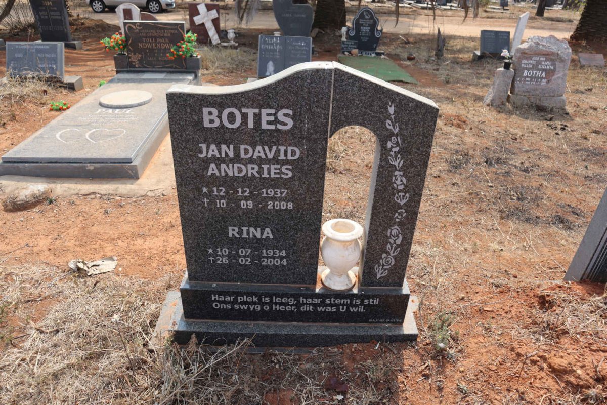 BOTES Jan David Andries 1937-2008 & Rina 1934-2004