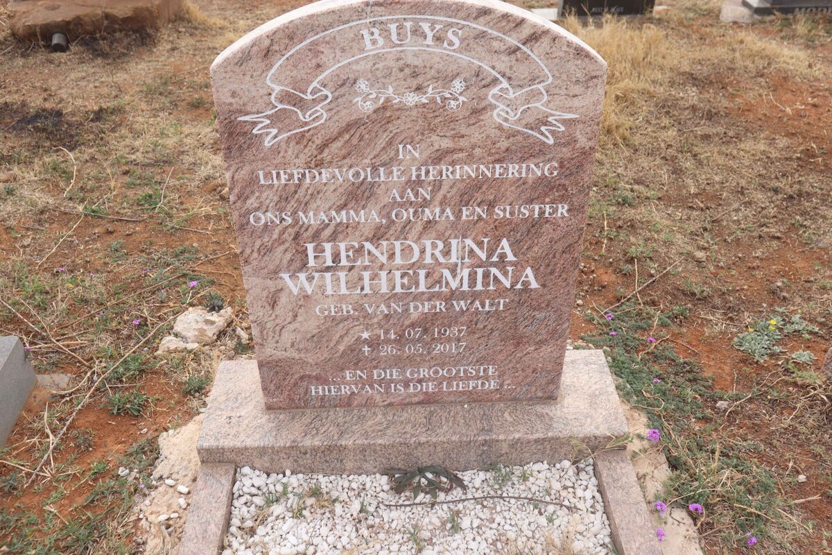 BUYS Hendrina Wilhelmina VAN DER WALT 1937-2017