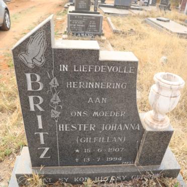 BRITZ Hester Johanna nee GILFILLAN 1907-1994