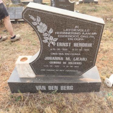 BERG Ernst Hendrik, van den 1920-1999 & Johanna M. DE VILLIERS 1928-2014