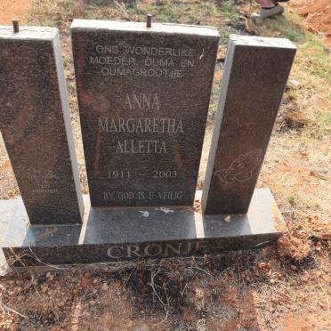 CRONJE Anna Margaretha Alletta 1911-2003