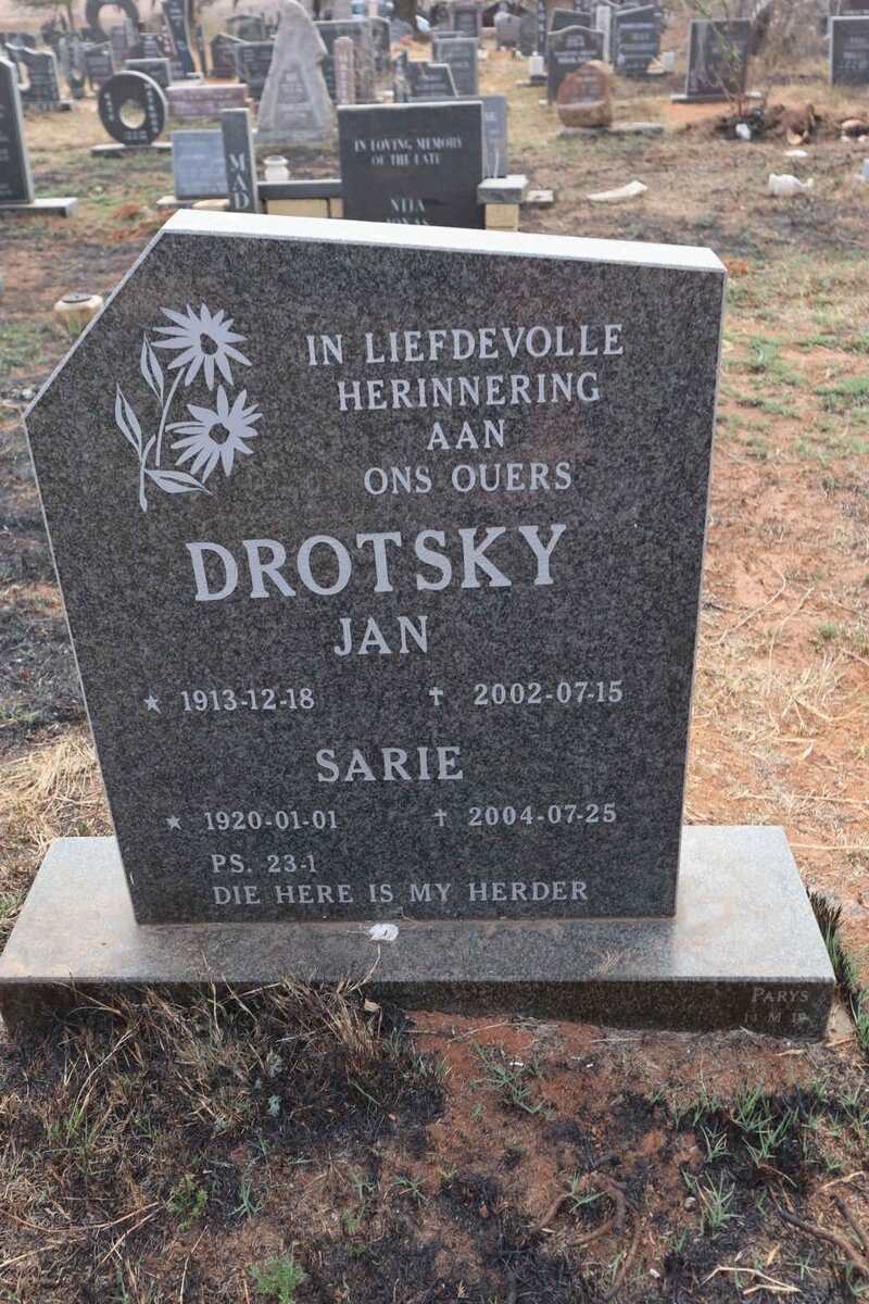 DROTSKY Jan 1913-2002 & Sarie 1920-2004
