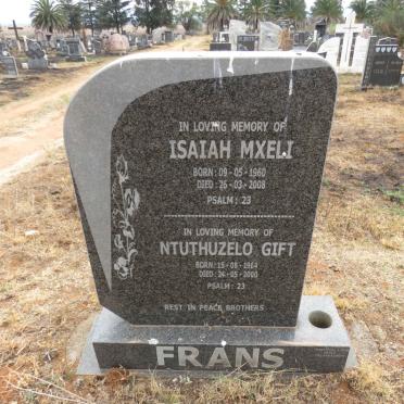 FRANS Isaiah Mxeli 1960-2008 & Ntuthuzelo Gift 1964-2000