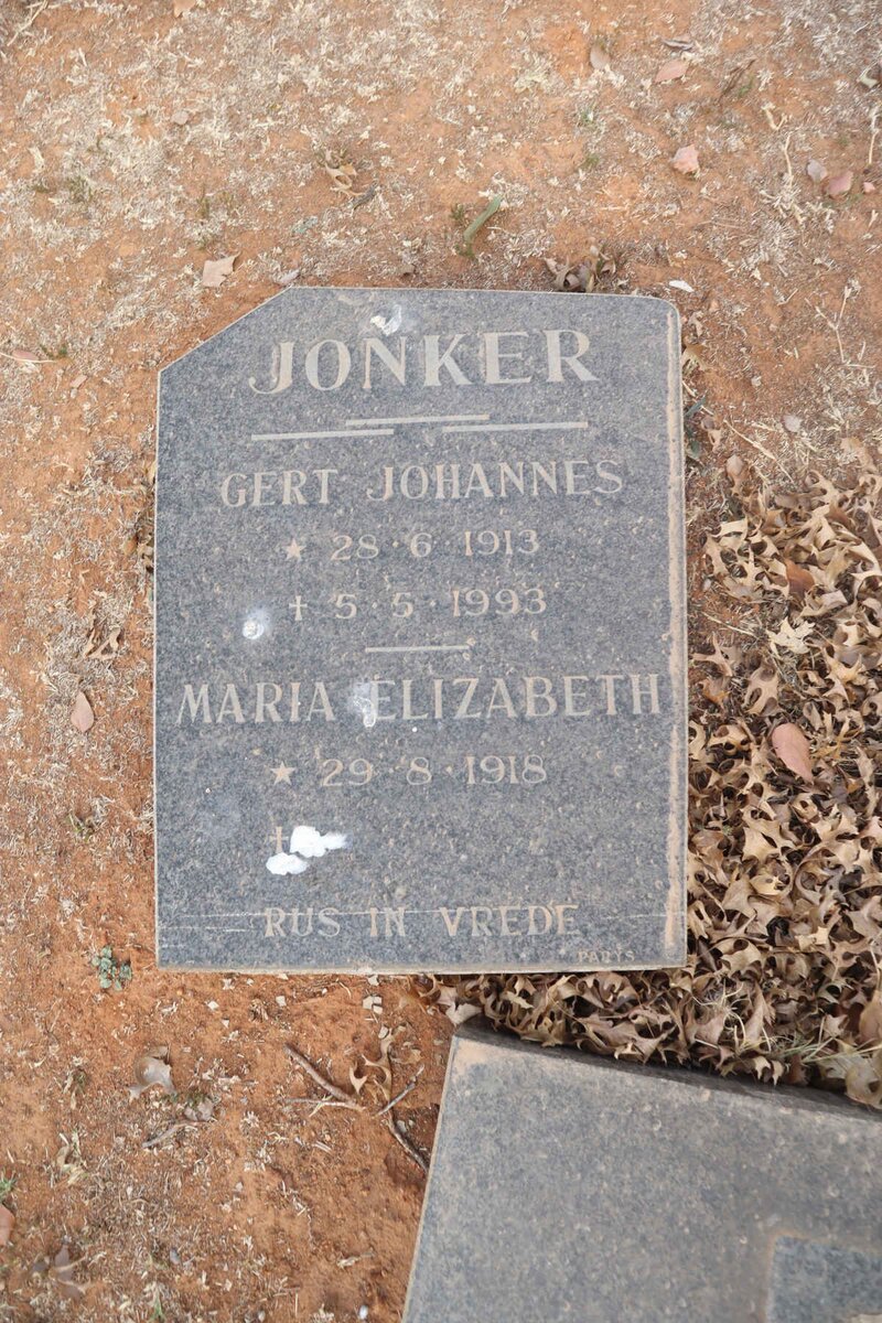 JONKER Gert Johannes 1913-1993 & Maria Elizabeth 1918-