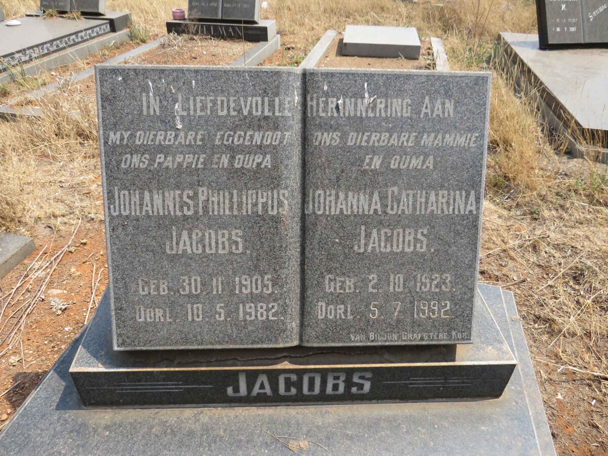 JACOBS Johannes Philippus 1905-1982 & Johanna Catharina 1923-1992