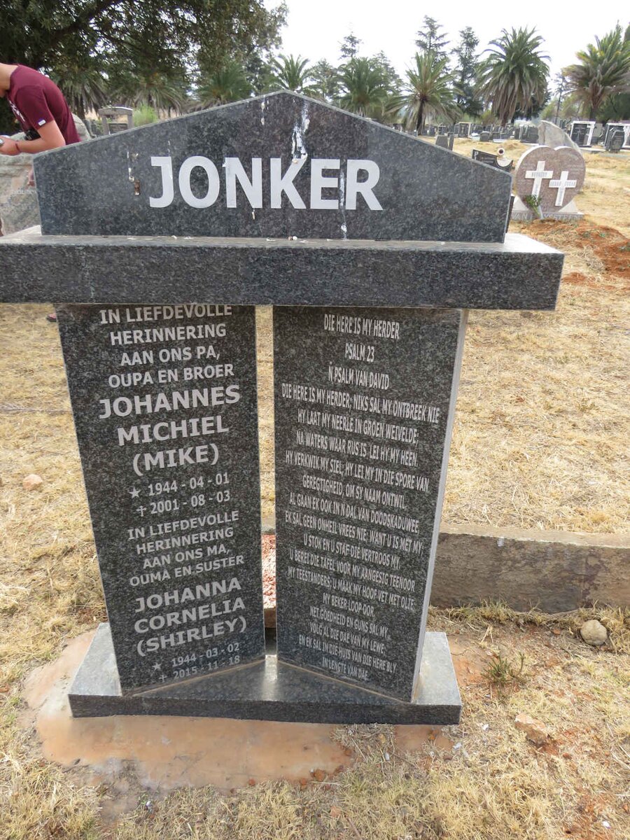 JONKER Johannes Michiel 1944-2001 & Johanna Cornelia 1944-2015