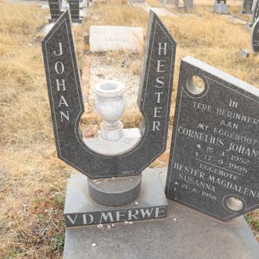 MERWE Cornelius Johannes, v.d. 1952-1995 & Hester Magdalena Susanna 1958-