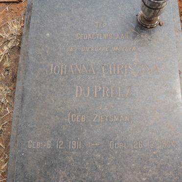 PREEZ Johanna Christina, du nee ZIETSMAN 1911-1994