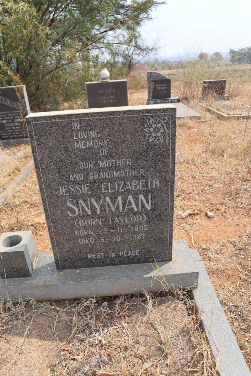 SNYMAN Jessie Elizabeth nee TAYLOR 1905-1987