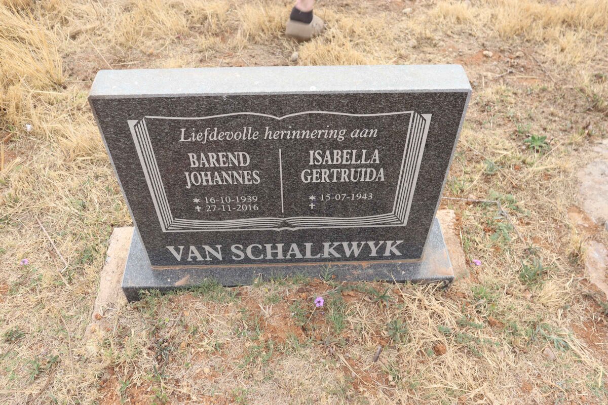 SCHALKWYK Barend Johannes, van 1939-2016 & Isabella Gertruida 1943-
