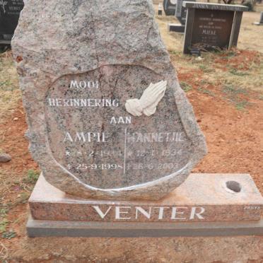 VENTER Ampie 1934-1998 & Hannetjie 1934-2003