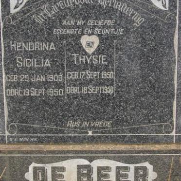 BEER Hendrina Sicilia, de 1909-1950 :: DE BEER Thysie 1950-1950