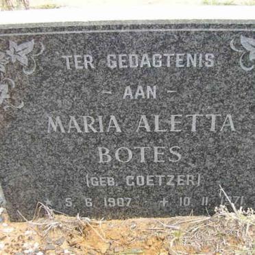 BOTES Maria Aletta nee COETZER 1907-1971