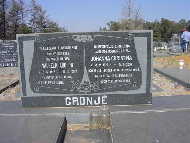 CRONJÉ Wilhelm Adolph 1923-1977 &amp; Johanna Christina 1925-2000