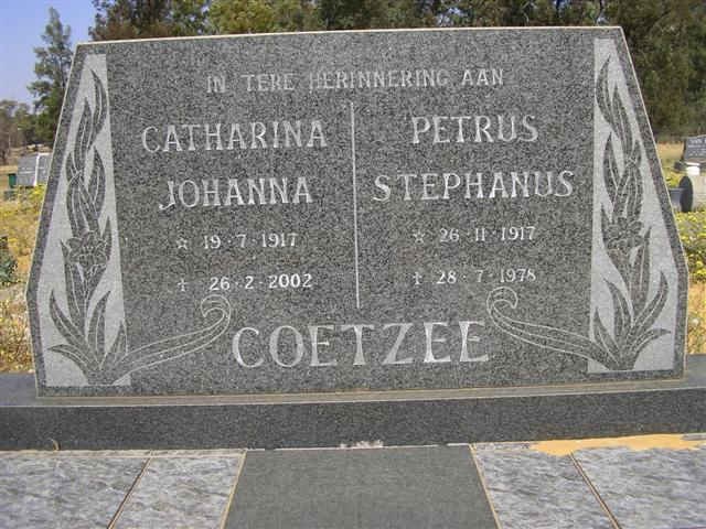 COETZEE Petrus Stephanus 1917-1978 &amp; Catharina Johanna 1917-2002