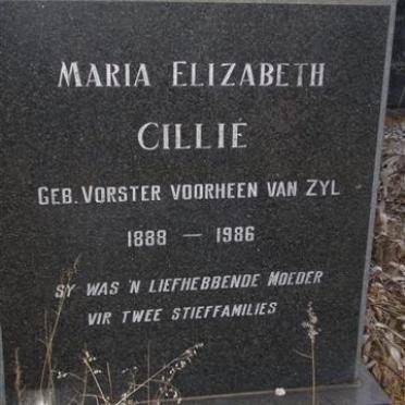 CILLIÉ Maria Elizabeth voorheen VAN ZYL néé VORSTER 1888-1986