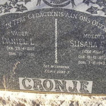 CRONJE Daniel L. 1866-1941 &amp; Susara E.S. RALL 1870-1949