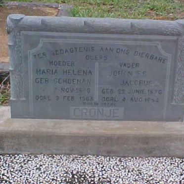 CRONJE Johannes Jacobus 1876-1954 &amp; Maria Helena SCHOEMAN 1876-1963