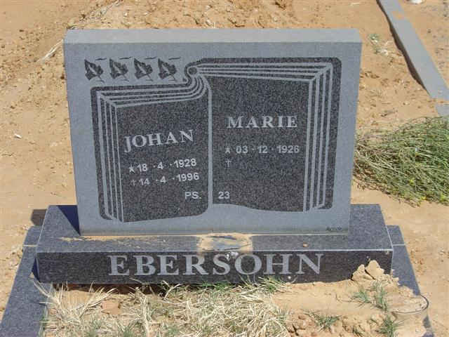 EBERSOHN Johan 1928-1996 &amp; Marie 1926-