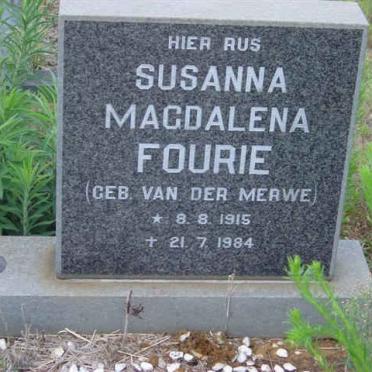 FOURIE Susanna Magdalena nee VAN DER MERWE 1915-1984