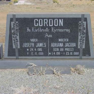 GORDON Joseph James 1915-1998 &amp; Adriana Jacoba DU PREEZ 1911-1980