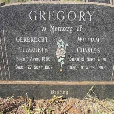 GREGORY William Charles 1878-1962 &amp; Gerbrecht Elizabeth 1889-1967