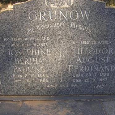 GRUNOW Theodor August Ferdinand 1885-1967 &amp; Josephine Bertha Pauline 1885-1953