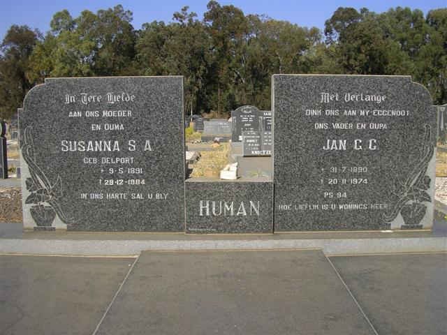 HUMAN Jan G.C. 1890-1974 &amp; Susanna S.A. DELPORT 1891-1984