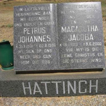 HATTINGH Petrus Johannes 1901-1986 &amp; Magaretha Jacoba 1913-2000
