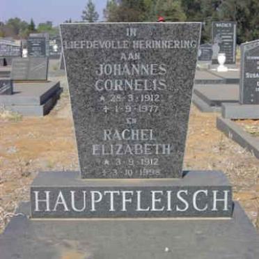 HAUPTFLEISCH Johannes Cornelis 1912-1977 &amp; Rachel Elizabeth 1912-1998