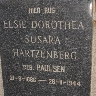 HARTZENBERG Elsie Dorothea Susara néé PAULSEN 1886-1944