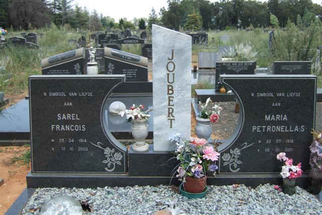 JOUBERT Sarel Francois 1914-2003 &amp; Maria Petronella S. 1918-2001